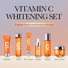 6Pcs/Set SADOER Vitamin C Skin Care Sets Face Cream Facial Cleanser Serum Toner Eye Cream Moisturizing Face Care Kit for Beauty