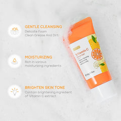 Vitamin C Facial Cleanser Skin Deep Cleansing Moisturizing Blackhead Removal Skincare Face Wash Foam Face Cleanser Skin Care