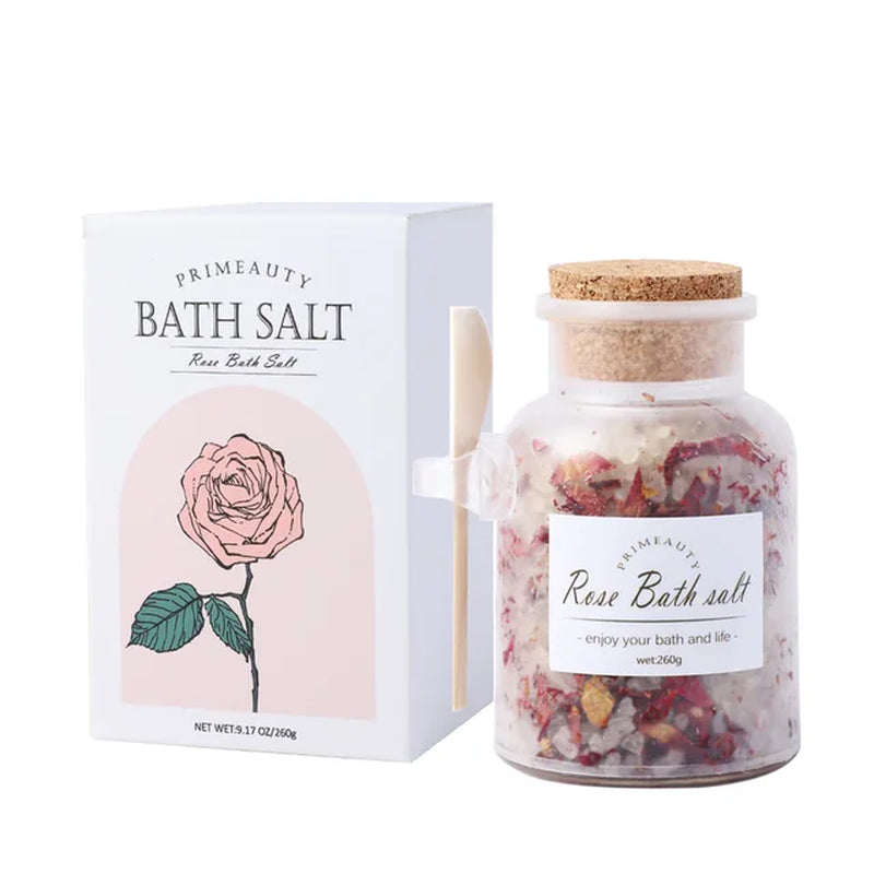 Rose Dried Flower Bath Salt for Foot Nourishing, Medium Coarse Salt, Himalayan Soak