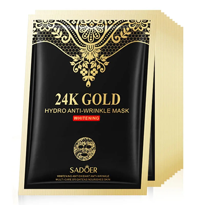 10Pcs 24K Golden Face Mask Moisturizing Skincare Face Sheet Mask Firming Brightening Facial Masks Skin Care Products