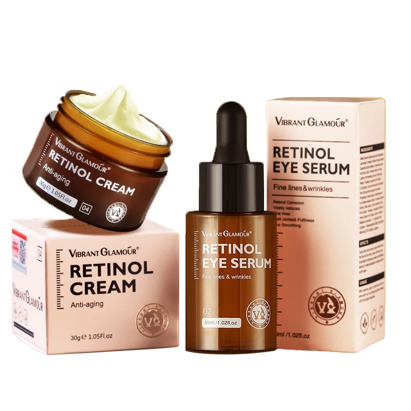 Retinol Facial Skin Care Set Face Cream Eye Serum 2PCS