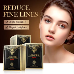 10Pcs 24K Golden Face Mask Moisturizing Skincare Face Sheet Mask Firming Brightening Facial Masks Skin Care Products