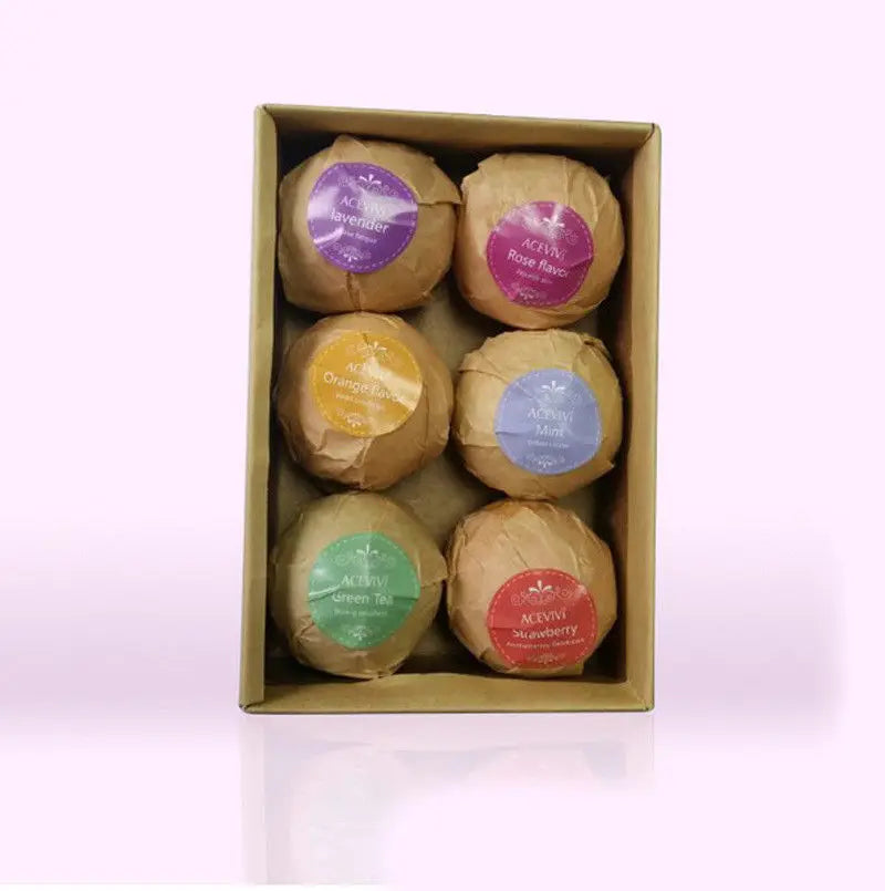 6Pcs Aromatherapy Bubble Bath Bombs with Coconut Oil Gift Bath Fizzies Bath Bombs Gift Set