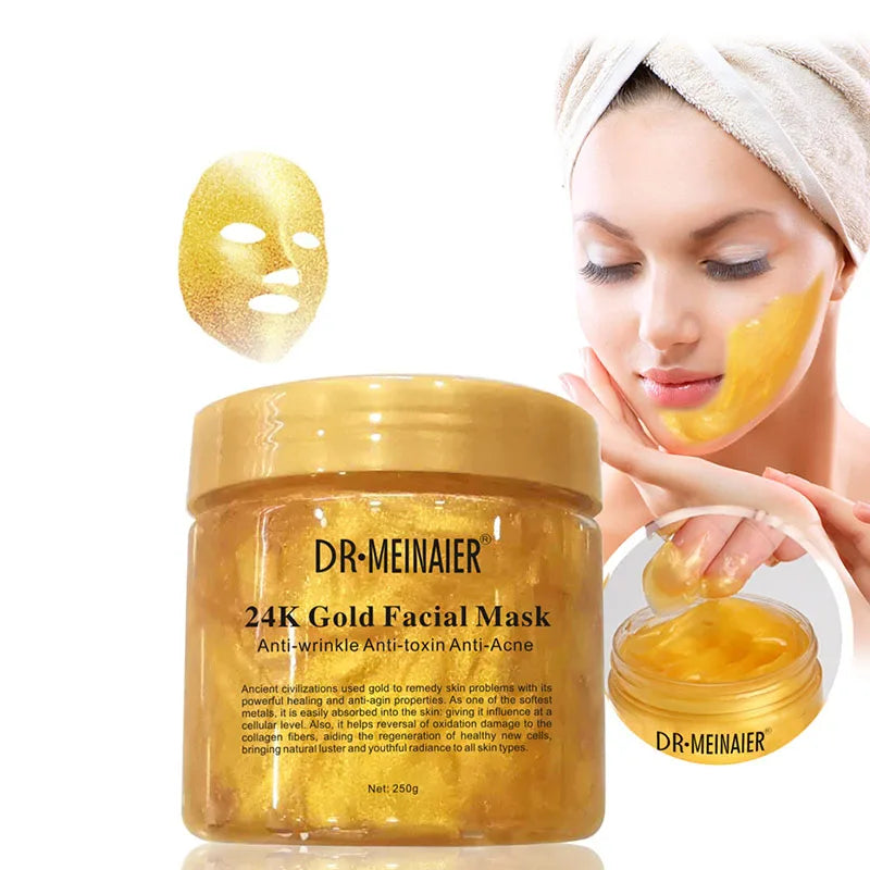 250G 24K Gold Collagen Repairing Sleep Facial Mask Moisturizing and Shrinking Pore anti Aging Anti-Acne Smearing Facial Mask