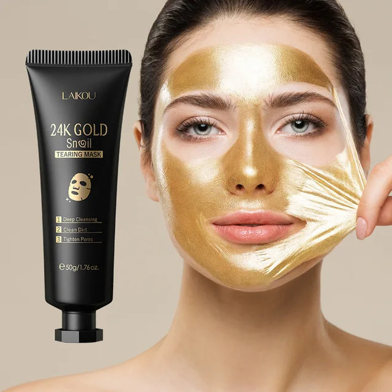 24K Gold Sakura Peeling Face Mask Firming Brightening Blackhead Removal Facial Tear off Mask Skin Care Products