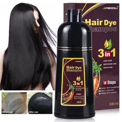 Long-Lasting Gray/Black Hair Dye Shampoo for Men and Women - 500ml