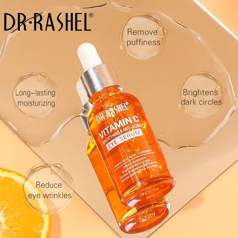 DR.RASHEL Vitamin C Eye Serum Remove Dark Circles Eye Bags Anti-wrinkle Eye Cream Collagen Hyaluronic Acid Brighten Anti-aging