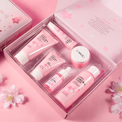 New 6Pcs/Set  Sakura Skin Care Sets Face Cream Serum Toner Facial Cleanser Sunscreen Eye Cream Face Skin Care Products