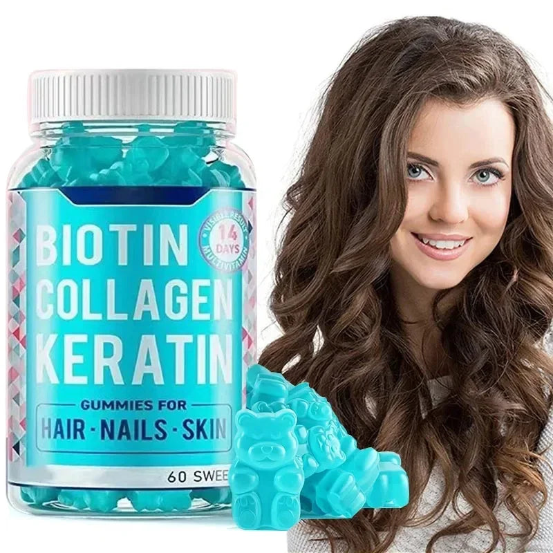 Bottle of Biotin for Gentle Hair, Vitamin, Gum, Candy, Mainaf, Brcorbody, Improves Skin, Hair, Nail Health, 1 Piece